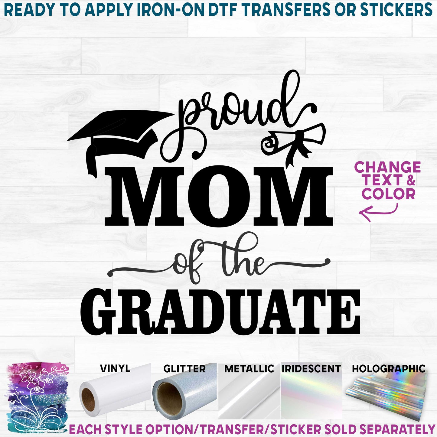 (s151-3-E) Proud Mom Family of the Graduate Custom Text