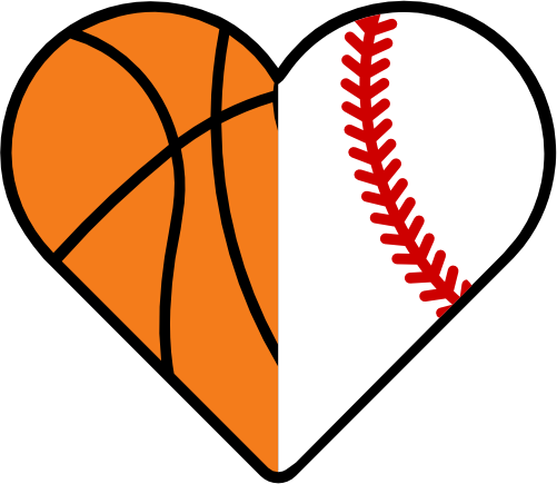 (s177-3-X) Full Color Split Heart Ball Basketball Baseball Softball