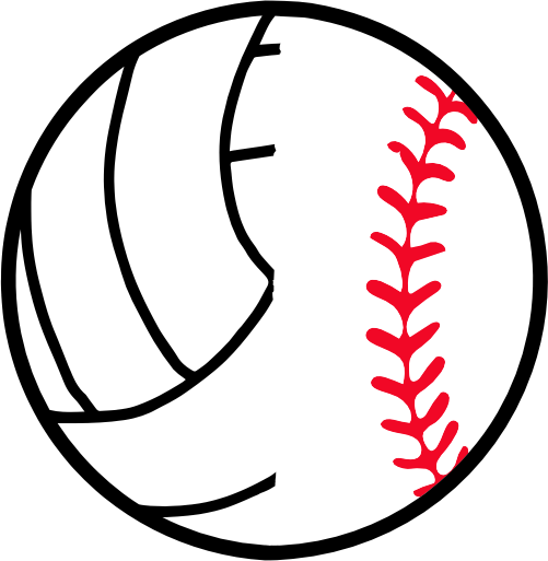 (s177-4) Black White Split Ball Volleyball Baseball Softball