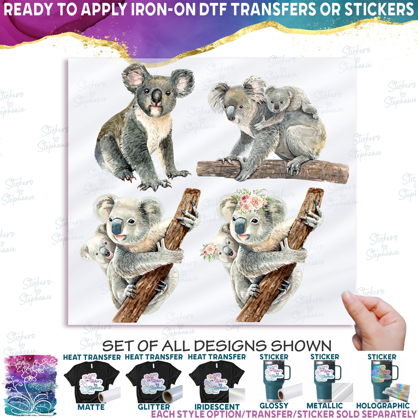 (s197-G3) Set of 4 Koalas Koala Mom and Baby
