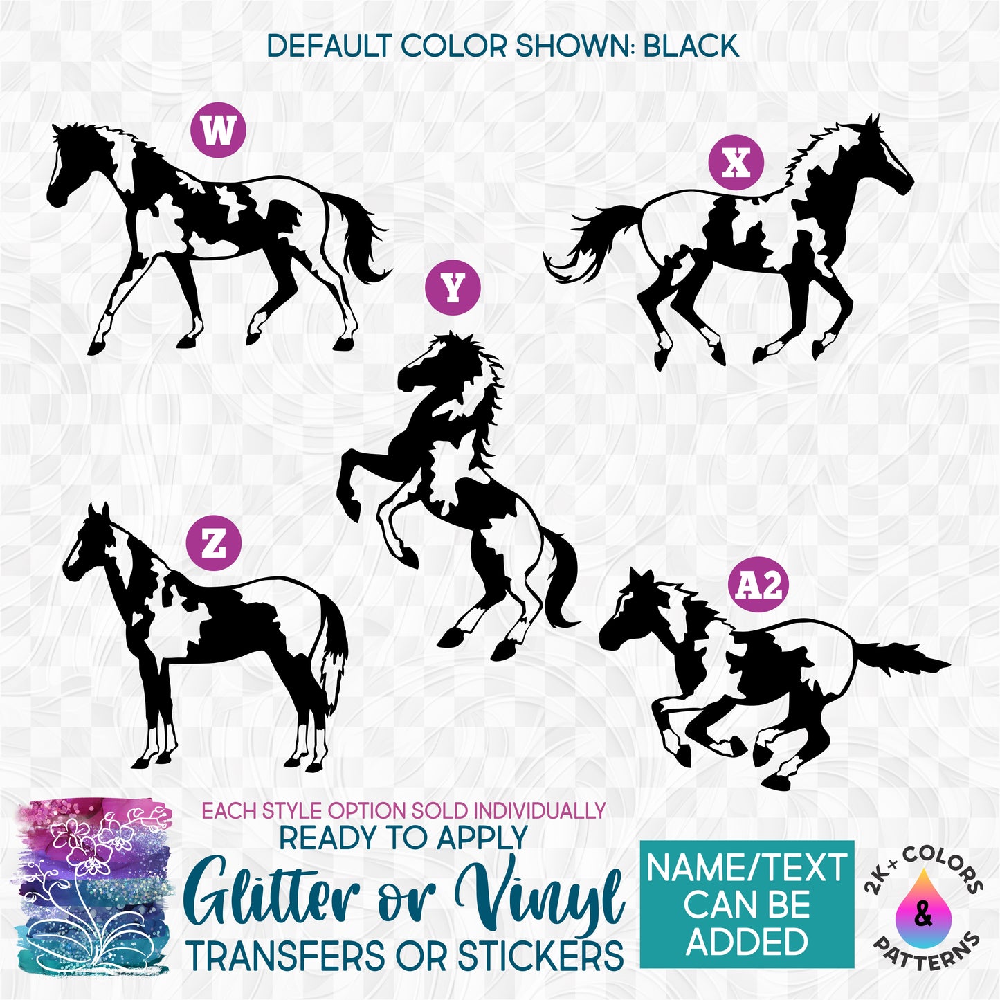 s1 Horse Horses Paint Pinto Appaloosa Made-to-Order Iron-On Transfer or Sticker