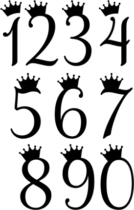 (020-03-A) Princess Queen Crown Script Number