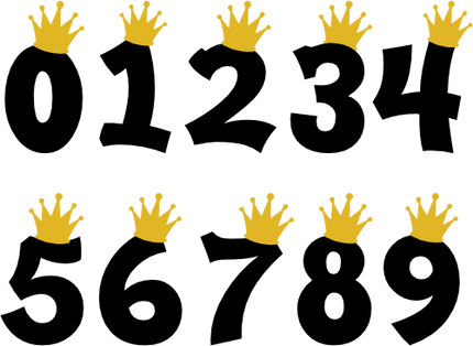 (020-03-B) Crown Numbers Princess Queen King Prince