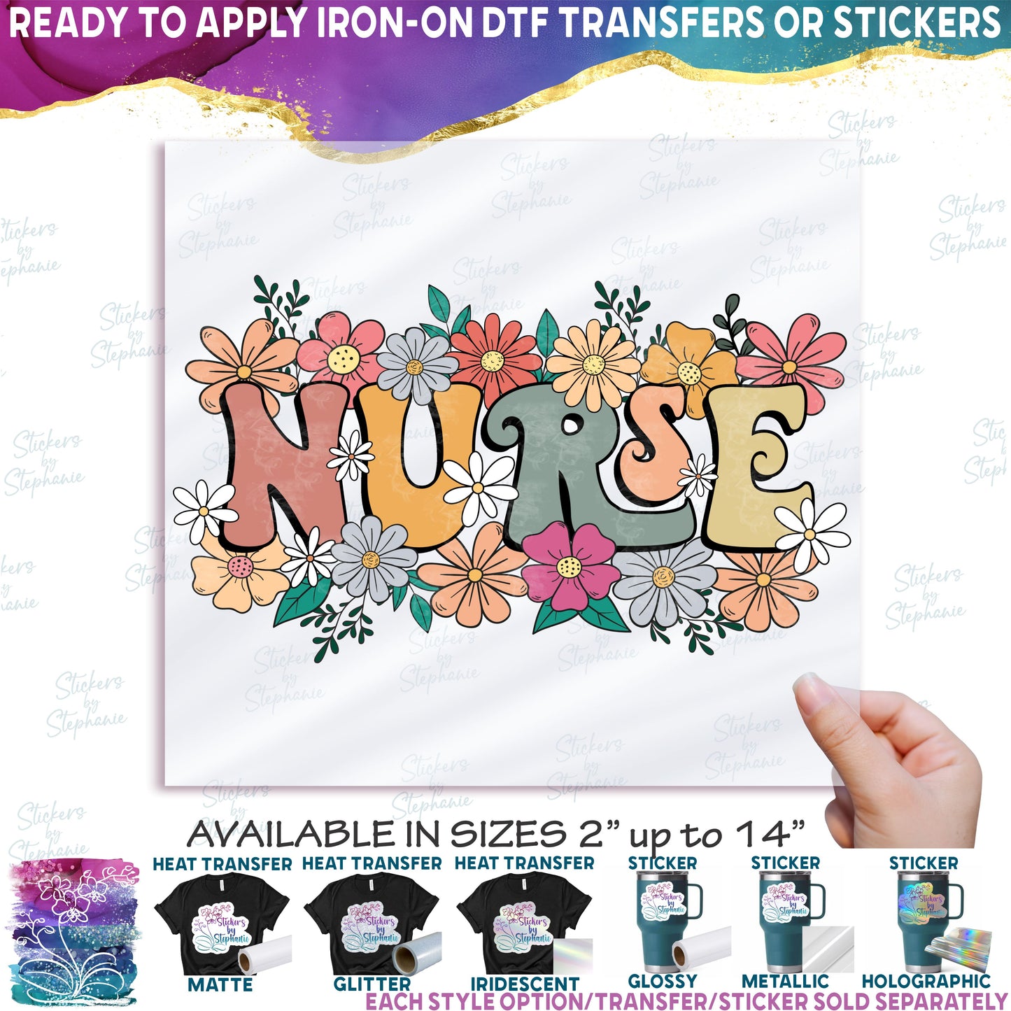 (s200-4A) Nurse Retro Groovy Flowers