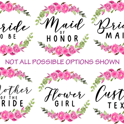 (128-4) Bridal Wedding Party Pink Dahlia Rose Floral Flowers Watercolor Custom Text