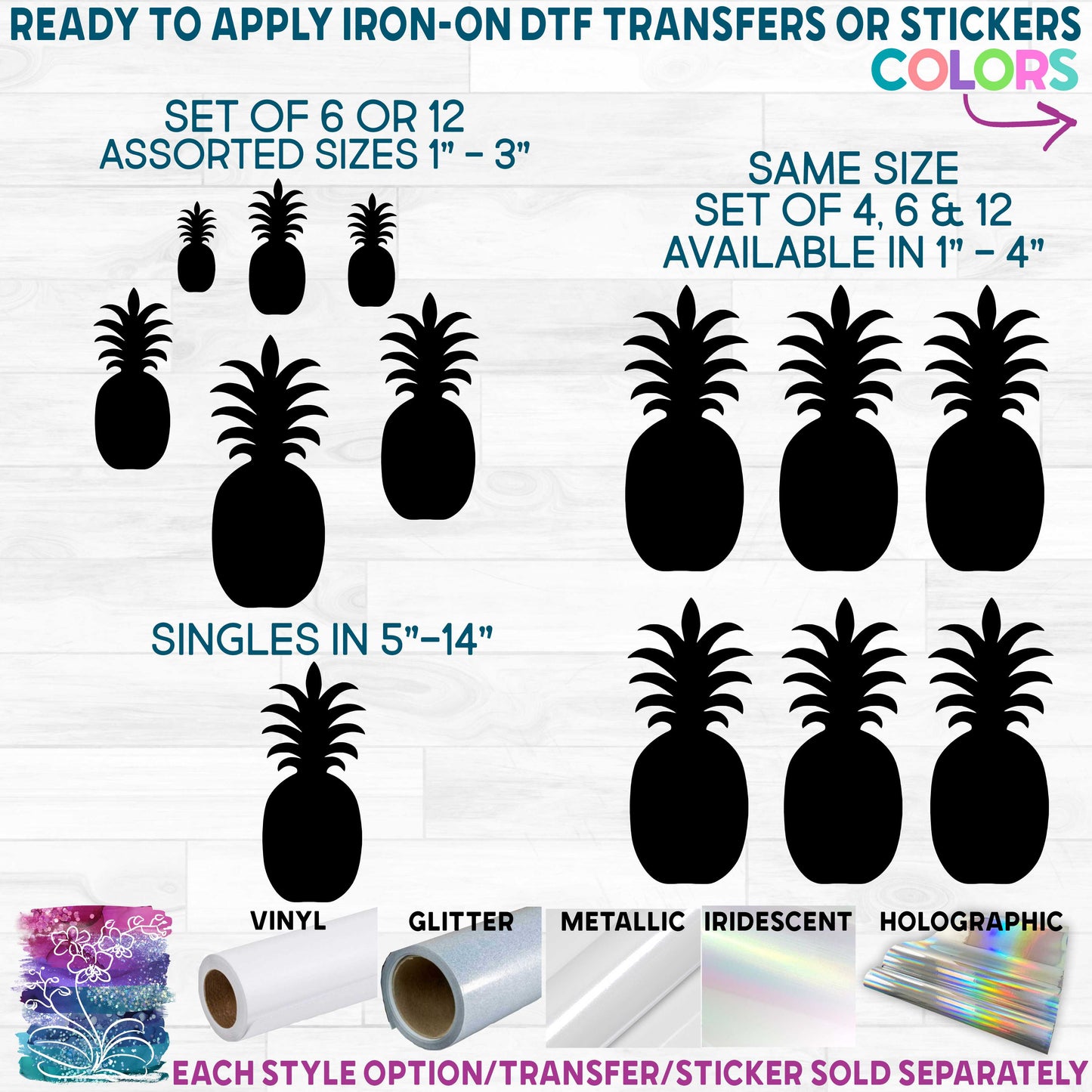 (s230-1-H) Pineapple Set or Single