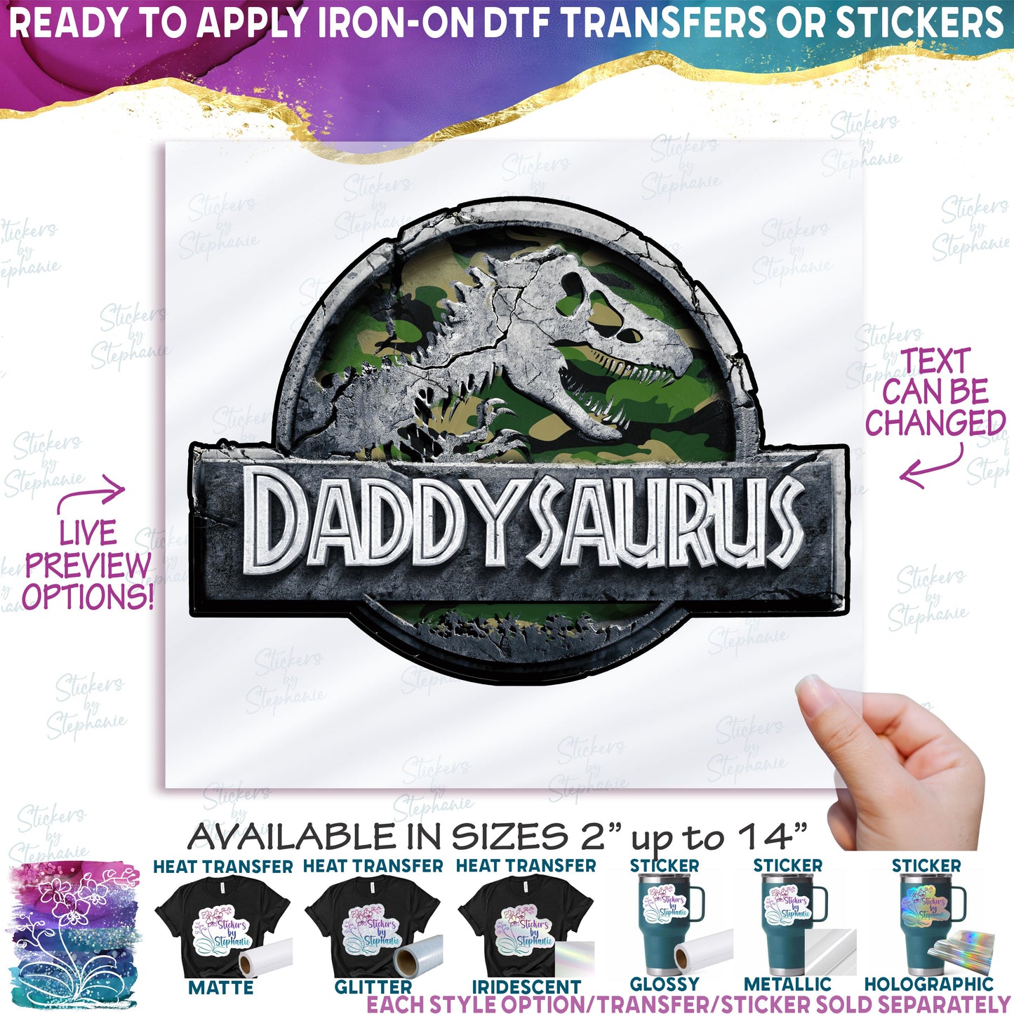 (s244-C15-5) Camo Family Dinosaur