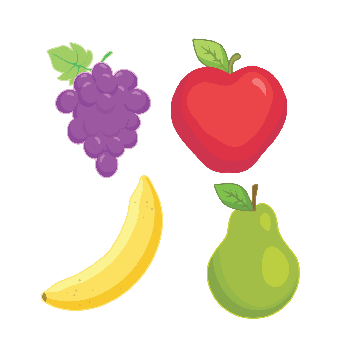 (s253-G5) Set of 4 Fruit Grapes Apple Banana Pear