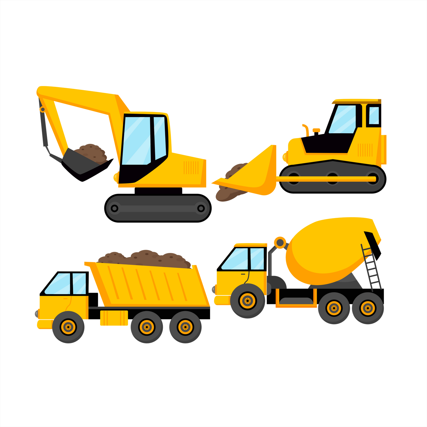 (s259-G4) Set of 4 Construction Vehicles
