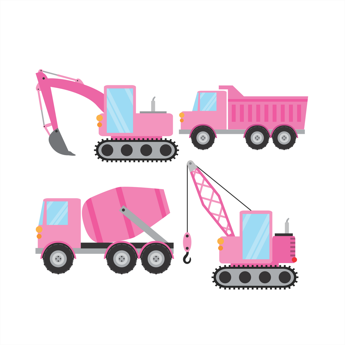 (s259-G5) Set of 4 Construction Vehicles