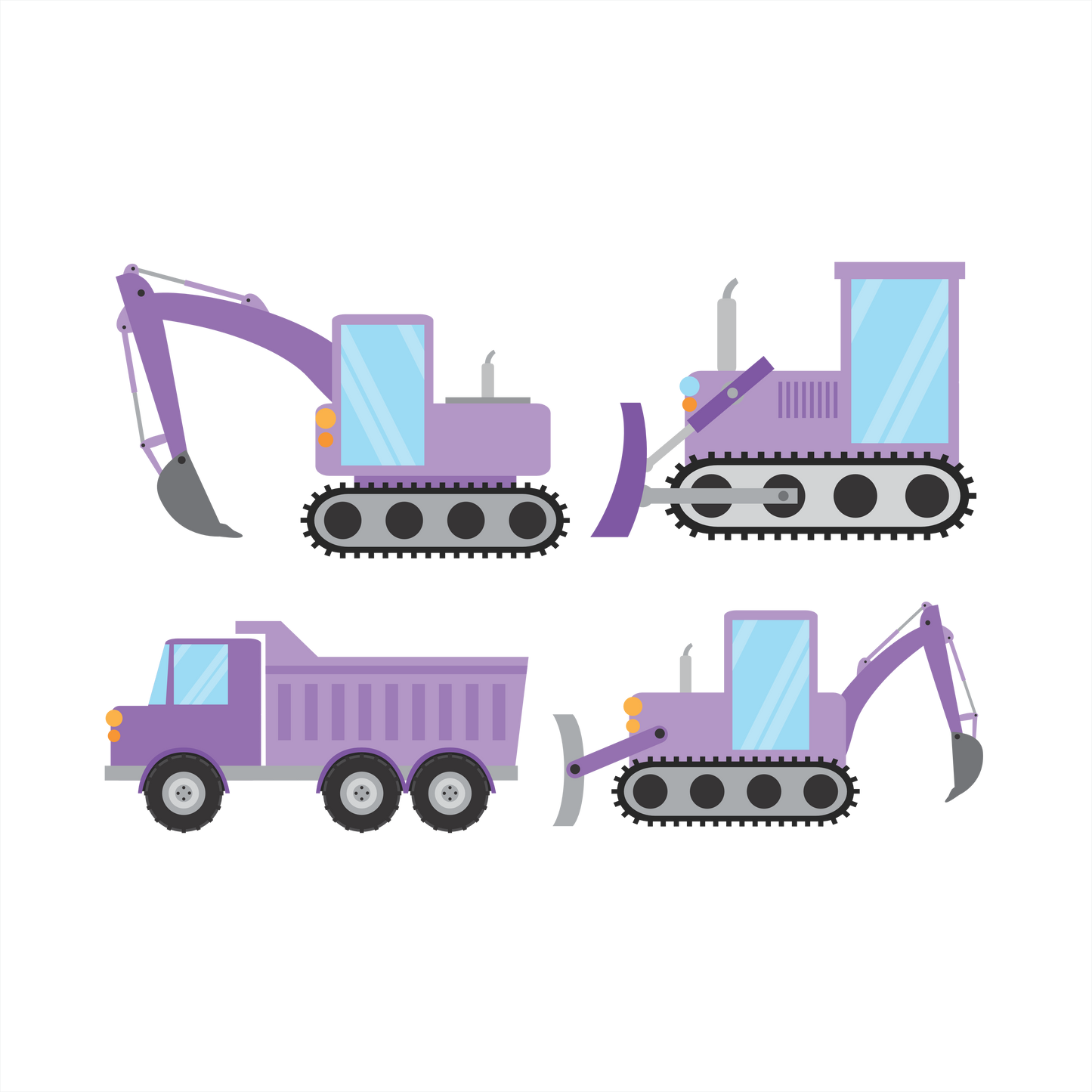 (s259-G6) Set of 4 Construction Vehicles