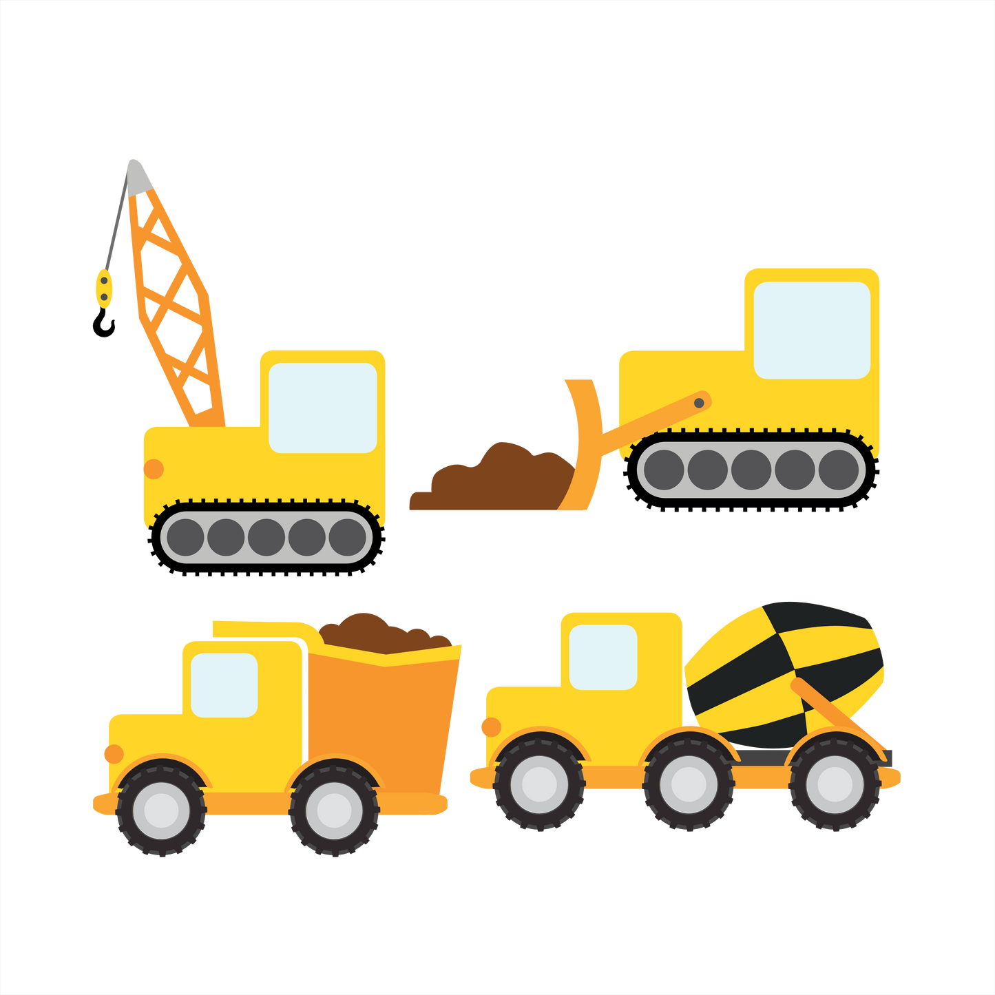 (s259-G1) Set of 4 Construction Vehicles