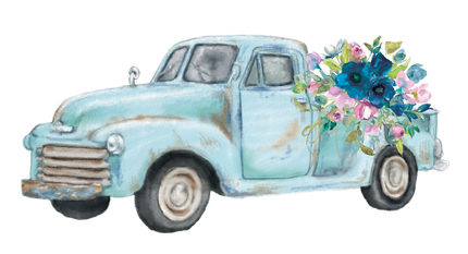 (260-3) Vintage Truck with Flowers