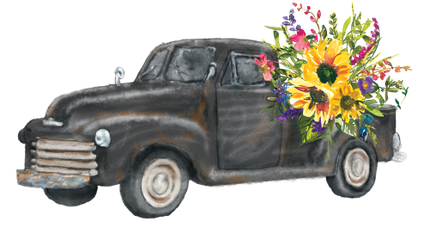 (260-3) Vintage Truck with Flowers