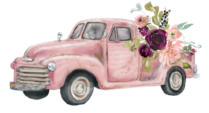 (260-3) Vintage Truck with Flowers