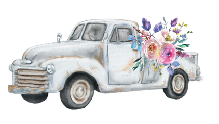 (260-3) Vintage Truck with Flowers