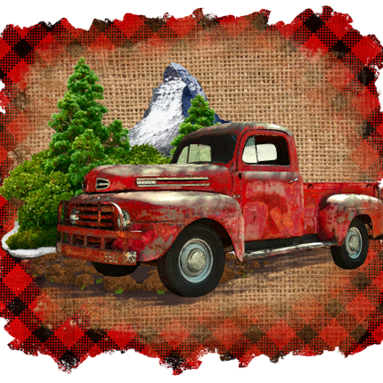 (260-4-G) Red Vintage Truck Buffalo Plaid