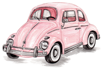 (260-5) Pink Beetle Car