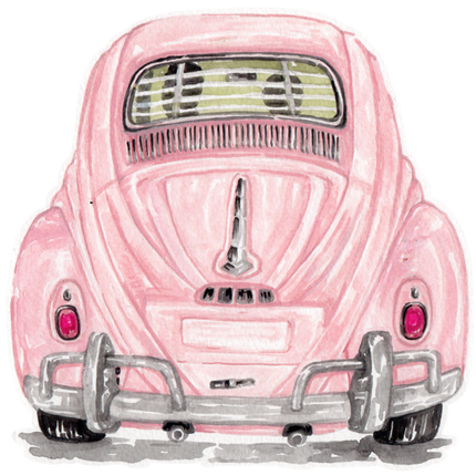 (260-5) Pink Beetle Car