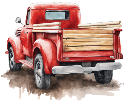 (260-6) Red Vintage Truck