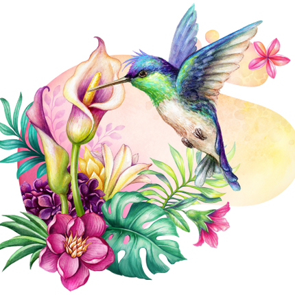 (274-04-C) Hummingbird Tropical Flowers