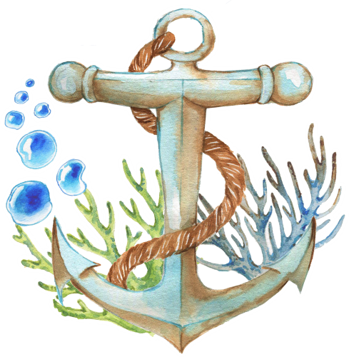(s028-1-J) Watercolor Anchor