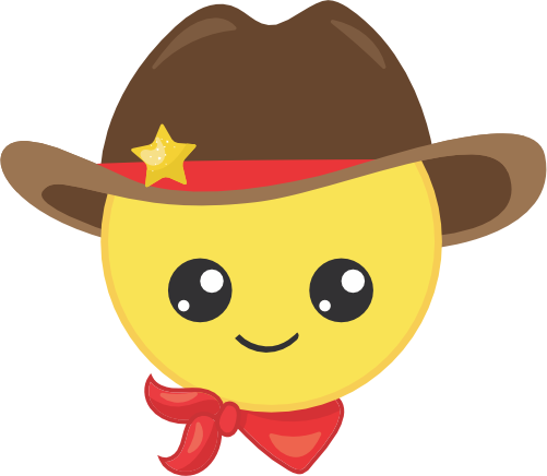 (s283-2-1W) Cowboy Emoji Face