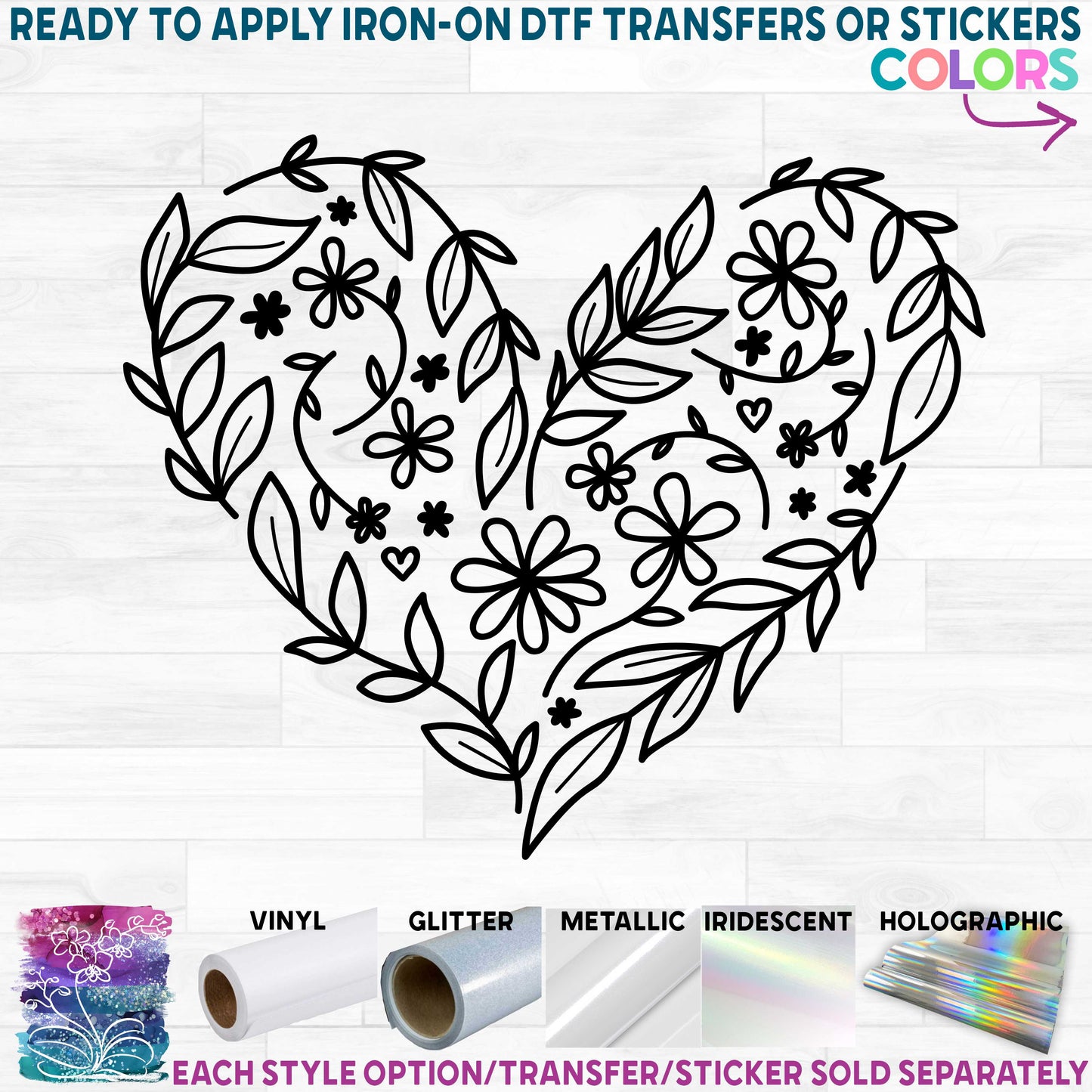 (s293-J) Flower Floral Heart