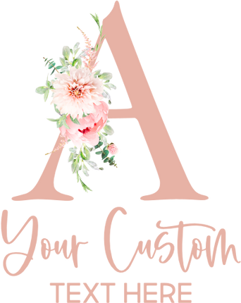 (299-2) Watercolor Blush Pink Rose Gold Flowers Monogram Letter Custom Name Bridal Wedding Party