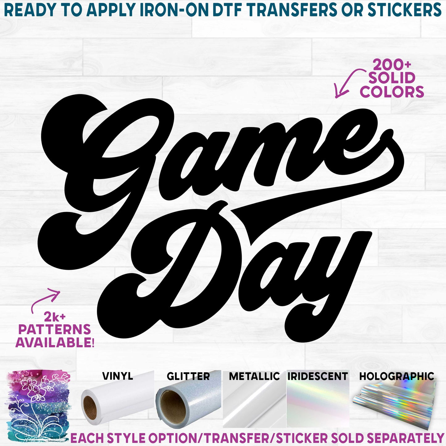 (s029-B) Game Day Glitter or Vinyl Iron-On Transfer or Sticker