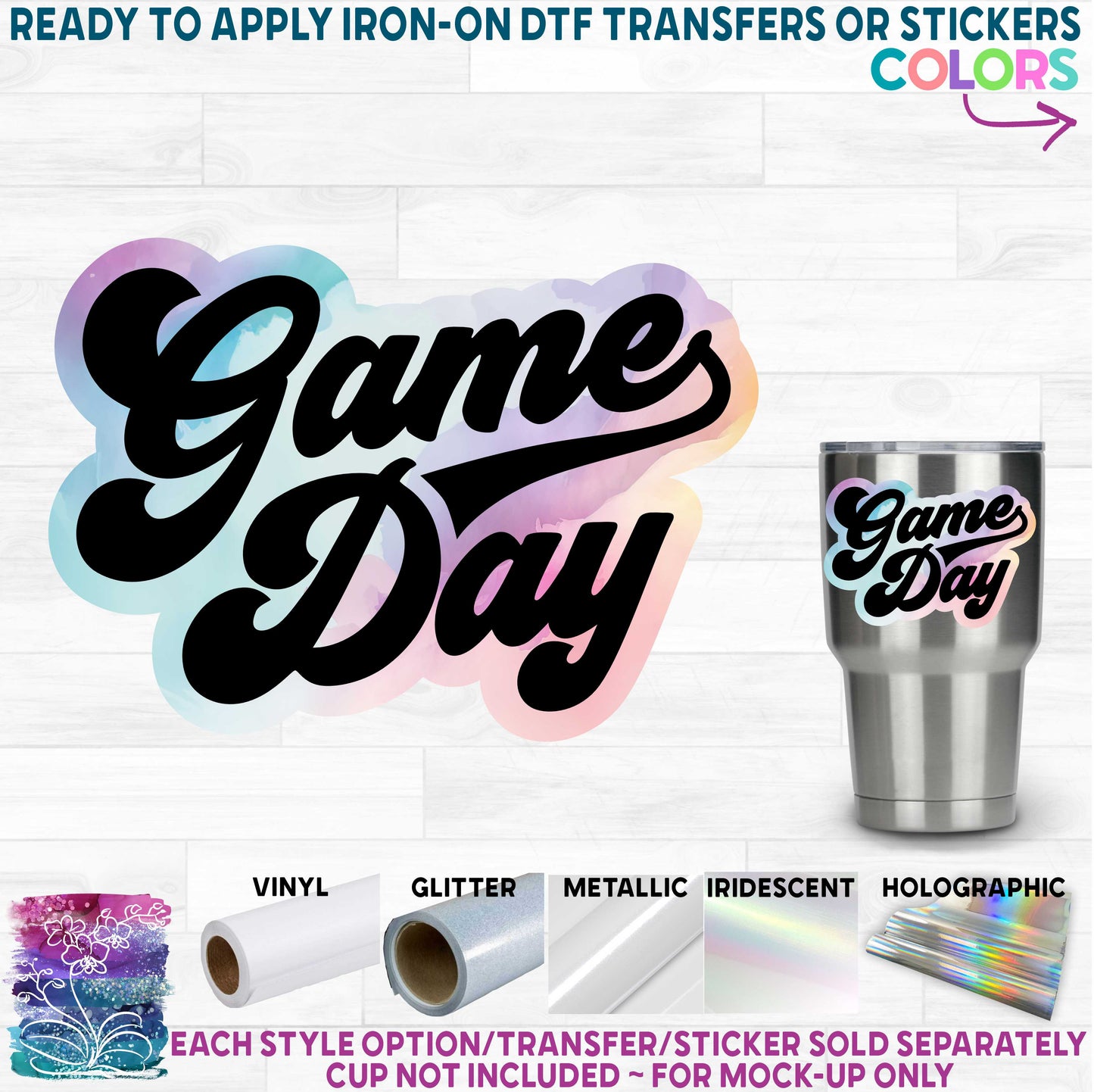 (s029-B) Game Day Glitter or Vinyl Iron-On Transfer or Sticker