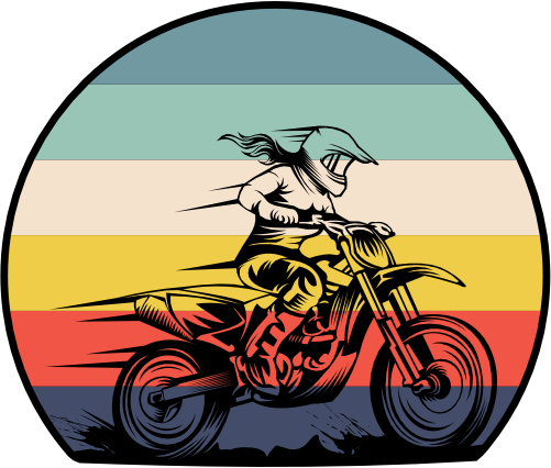 (s307-M) Retro Sunset Motocross Motorcycle Rider