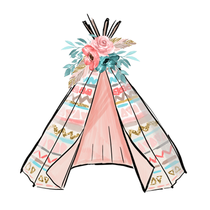 (319-I) Boho Teepee Flowers