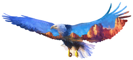 (s324-1-J) Eagle  Double Exposure