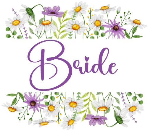 (325-2-3H) Bridal Wedding Party Watercolor Daisy Border Custom Text