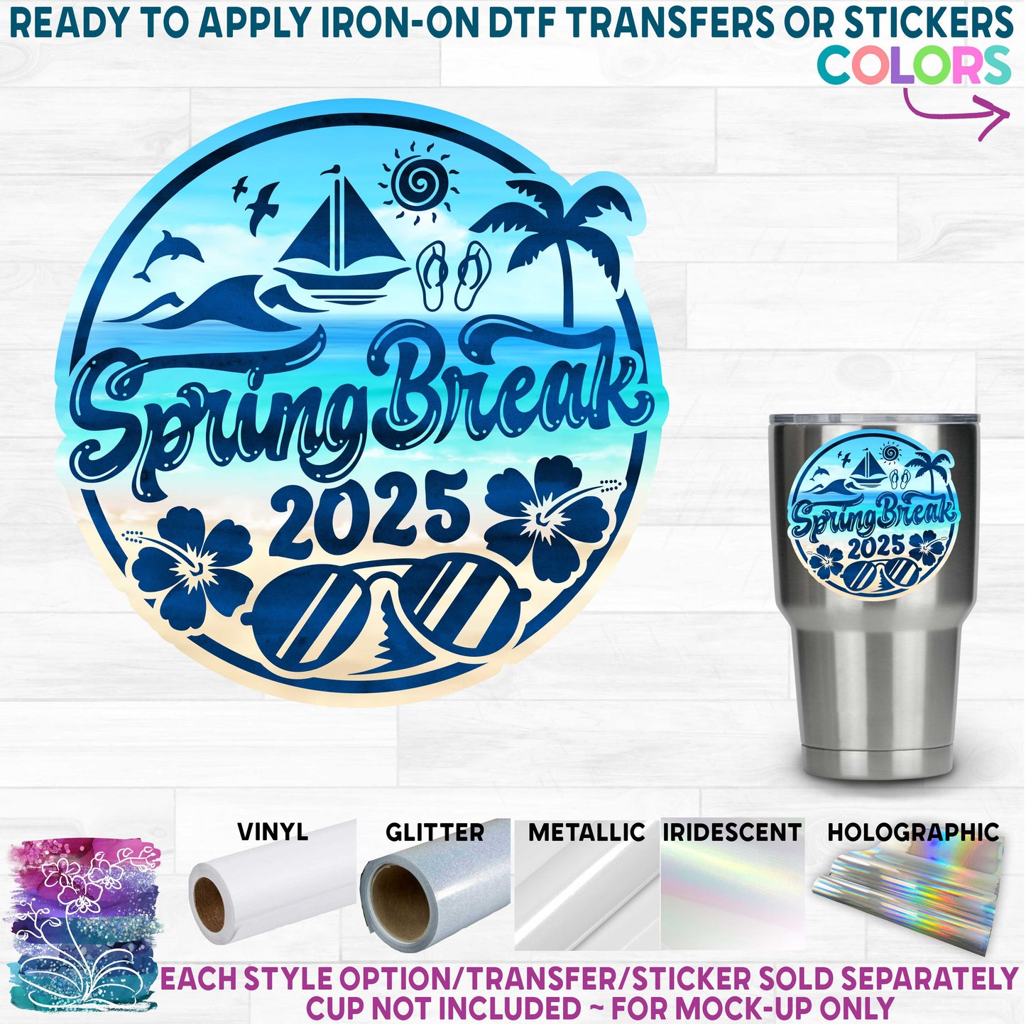 SBS-329-S Spring Break 2023 2024 Any Year Beach Tropical Vacation Made-to-Order Iron-On Transfer or Sticker
