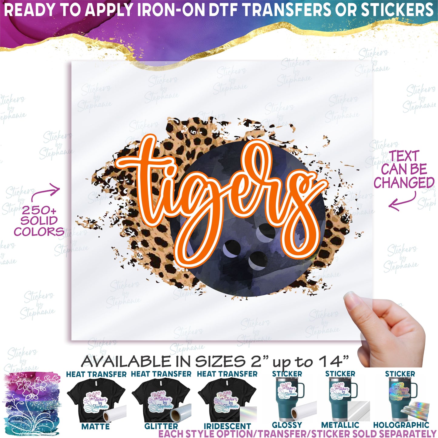 (s334-C8) Bowling Leopard Team Name Mom Family Custom Text