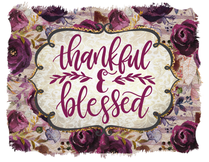 (354-02-I) Thankful & Blessed Plum Floral Frame Border