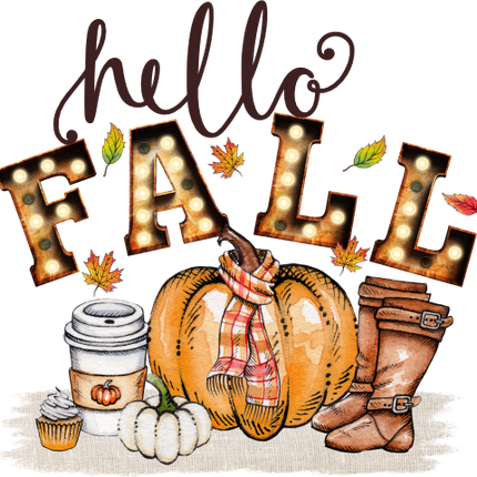 (354-02-O) Hello Fall Marquee Pumpkin Spice Latte Boots