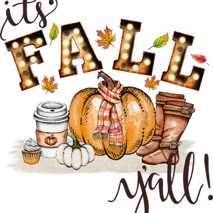 (354-02-Q) It's Fall Y'all Marquee Pumpkin Spice Latte Boots
