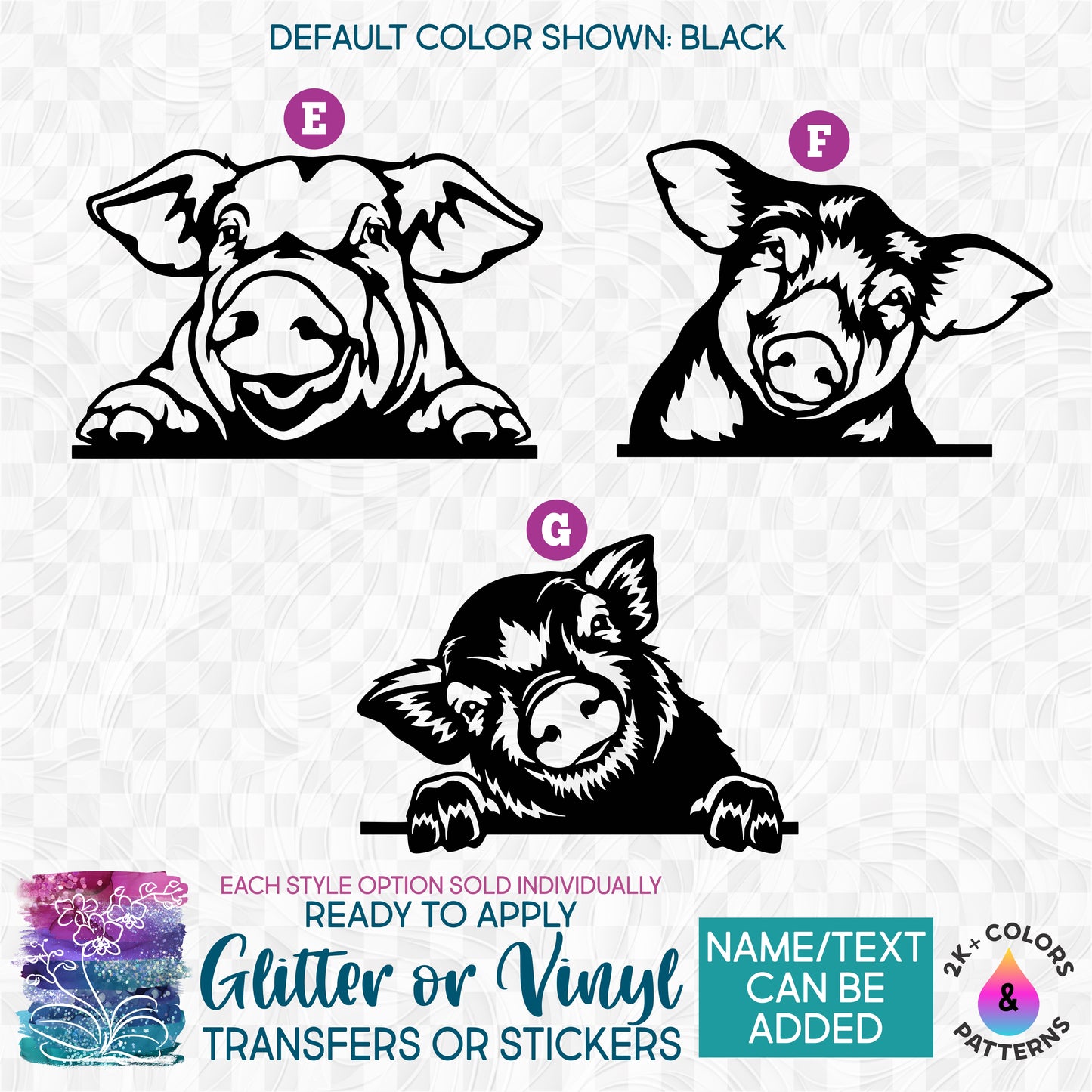 s356 Peeking Farm Animals Pig Pigs Made-to-Order Iron-On Transfer or Sticker