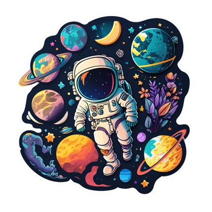 (369-04-1W) Astronaut Planets Galaxy Space