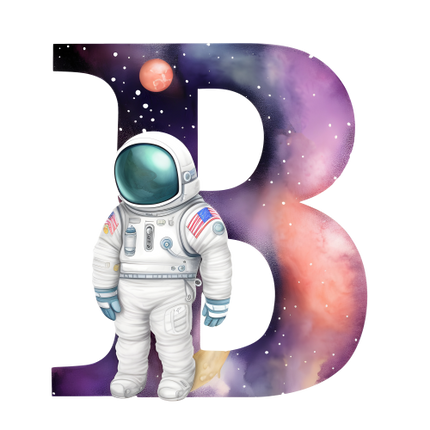 (369-08) Space Galaxy Astronaut Monogram Letter All Letters A-Z