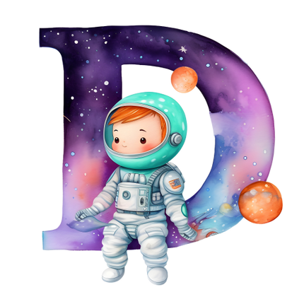(369-08) Space Galaxy Astronaut Monogram Letter All Letters A-Z