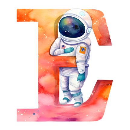 (369-08) Space Galaxy Astronaut Monogram Letter All Letters A-Z