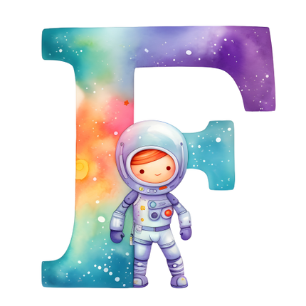 (369-08) Space Galaxy Astronaut Monogram Letter All Letters A-Z