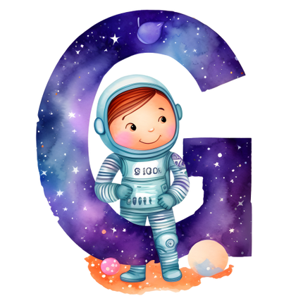 (369-08) Space Galaxy Astronaut Monogram Letter All Letters A-Z