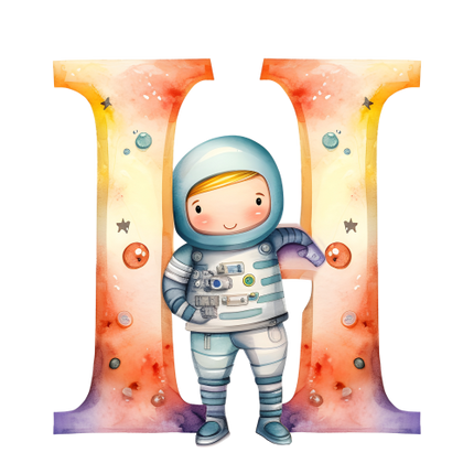 (369-08) Space Galaxy Astronaut Monogram Letter All Letters A-Z