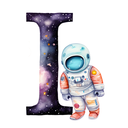 (369-08) Space Galaxy Astronaut Monogram Letter All Letters A-Z