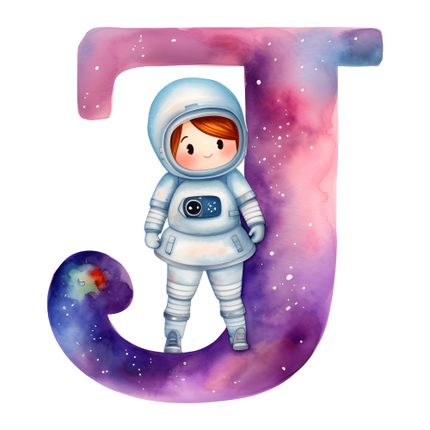(369-08) Space Galaxy Astronaut Monogram Letter All Letters A-Z